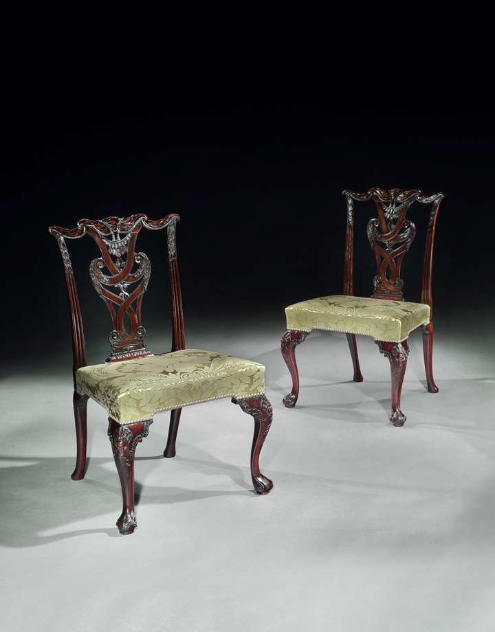 A pair of mahogany side chairs